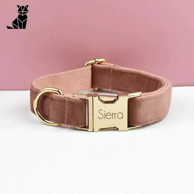 Aksamitna Obroża dla Psa z Personalizacją Marron Clair / Xs