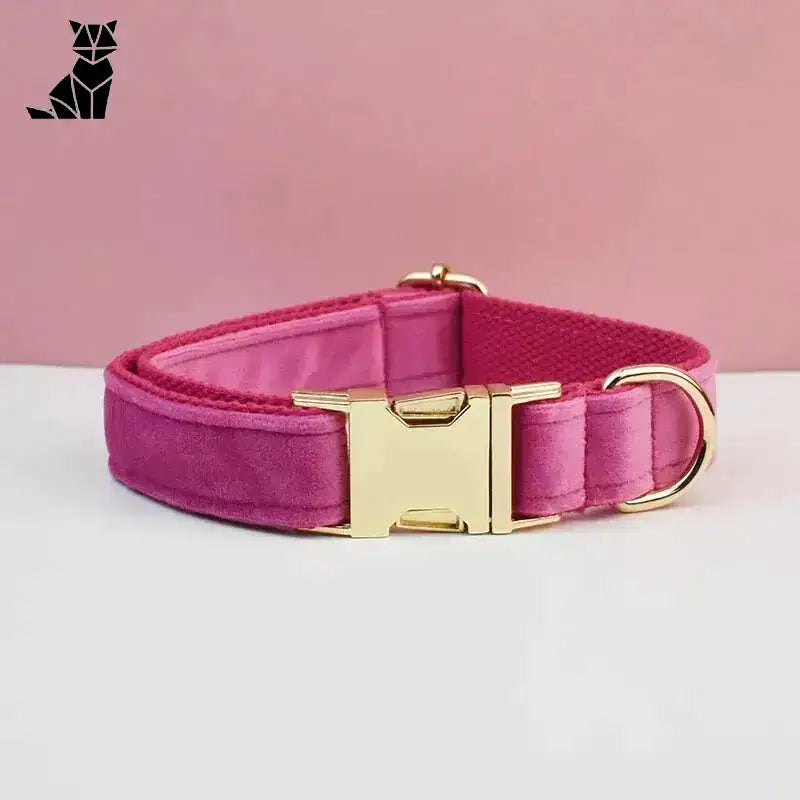 Aksamitna Obroża dla Psa z Personalizacją Różowa Róża / Xs