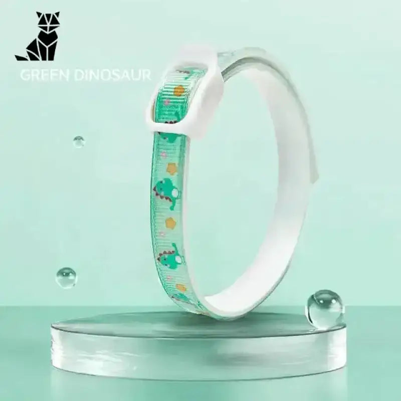 Bezpieczna Obroża dla Kota na Kleszcze Zielony Dinozaur / s Zielony Biały o Tematyce Dinozaurów