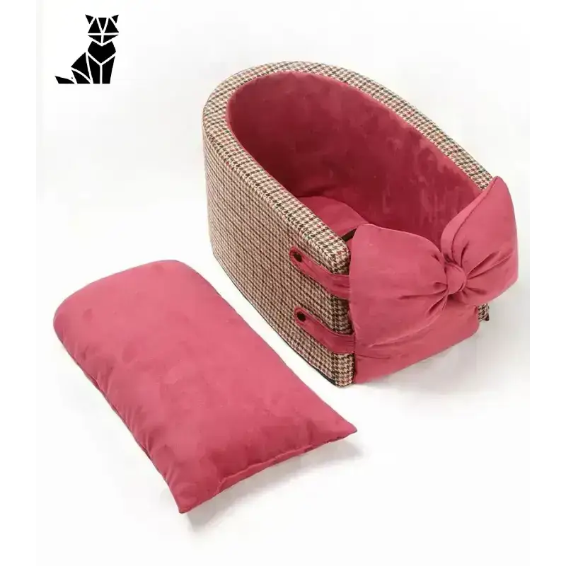 Bezpieczny Fotelik dla Psa do Samochodu Różowy Brązowy Kratka