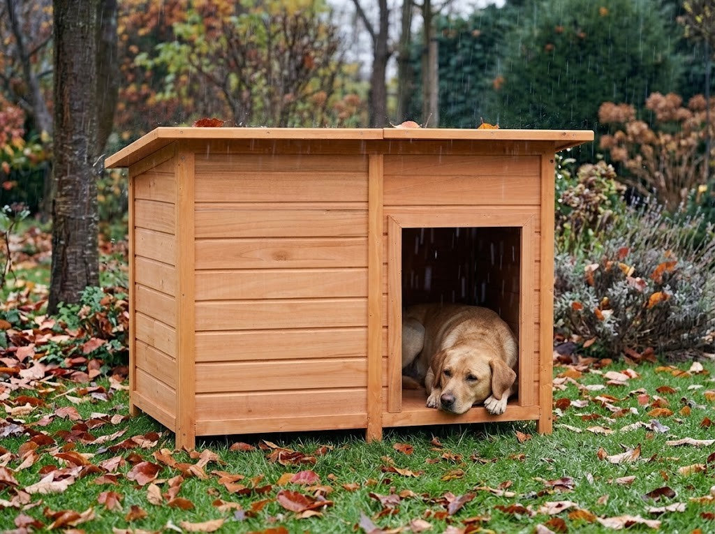 Buda dla Psa Drewniana z Płaskim Dachem 120x77x86 cm Sosna i Jodła – w codziennym użyciu