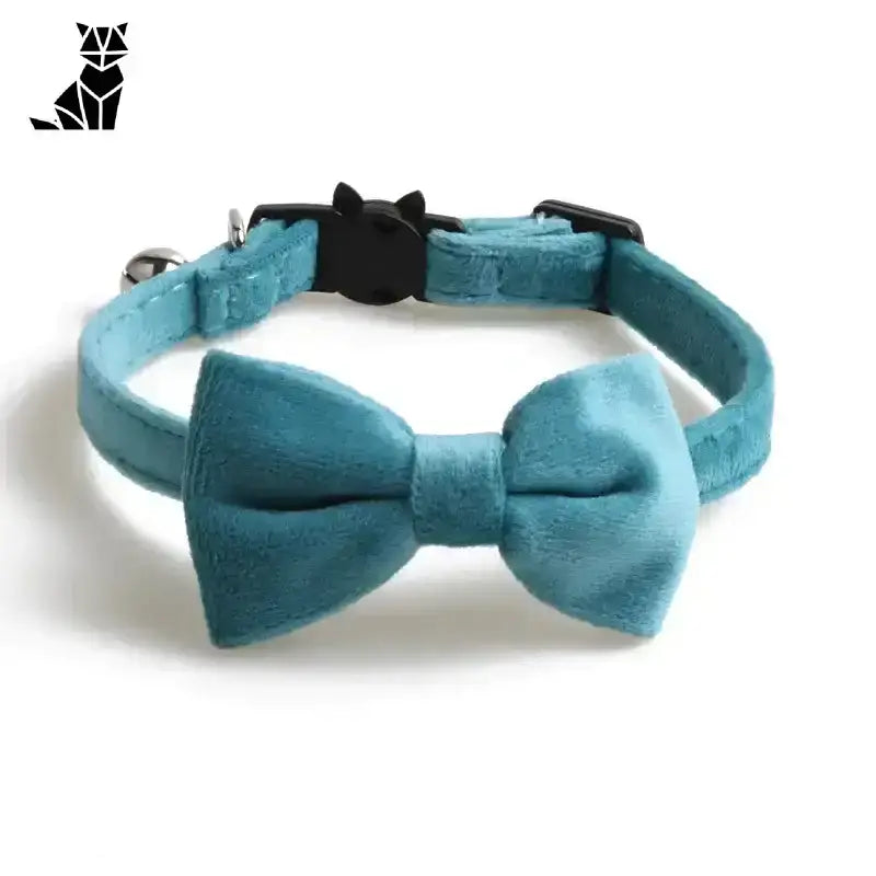 Elegancka Muszka dla Kota na Każdą Okazję 1.0x28cm / Niebieski Turkus Aksamit Zwierzak