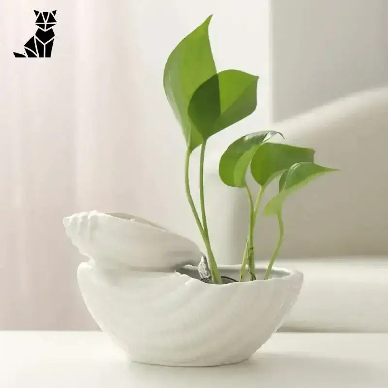 Fontanna Ceramiczna dla Kota z Regulacją Przepływu Biały Ceramika w Kształcie Muszli