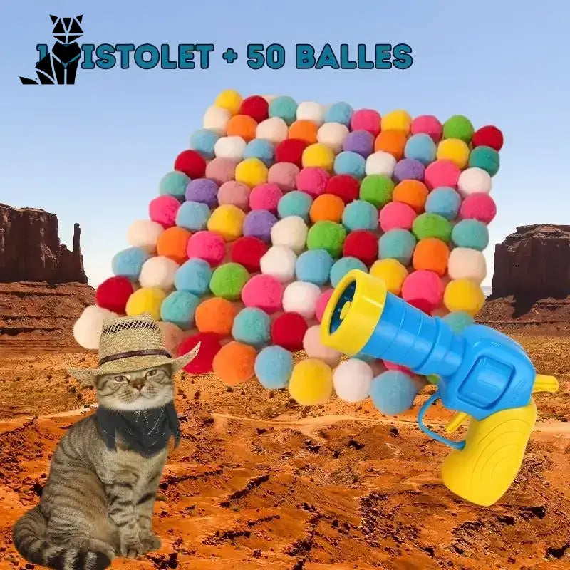 Interaktywna Wyrzutnia dla Kota Westerncat – Zabawa i Ruch 1 Pistolet + 50 Naboi
