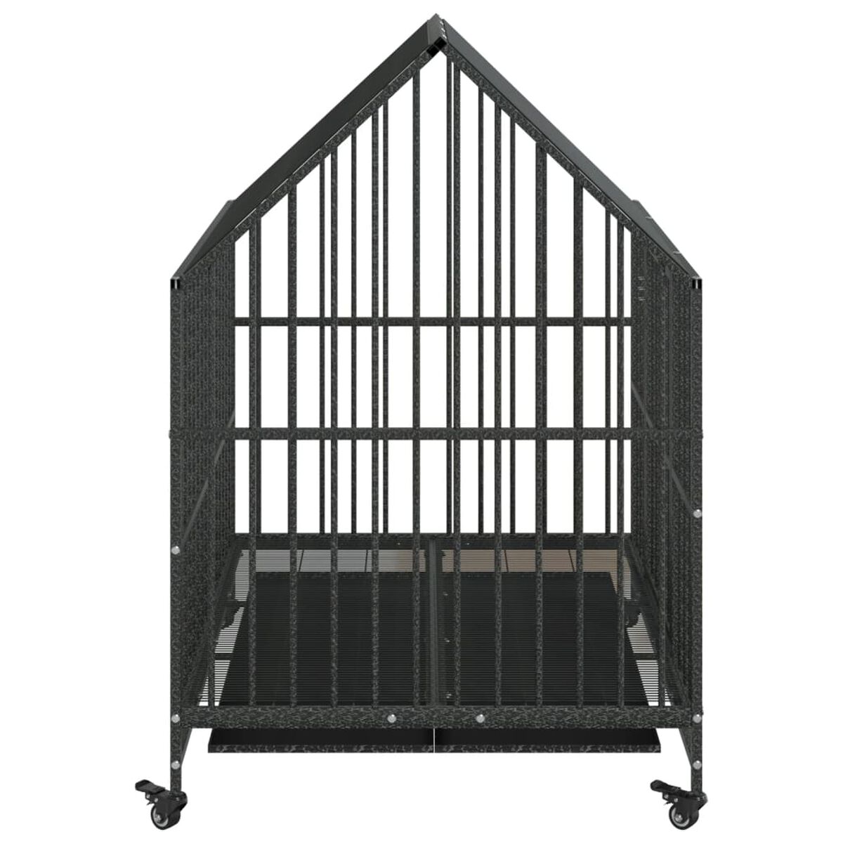 Klatka dla Dużego Psa na Kółkach 100x77x115 cm Stal Galwanizowana Czarna – widok 6