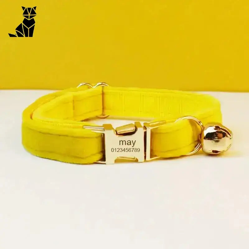 Obroża dla Kota z Imieniem – Styl i Bezpieczeństwo żółty / S(16-26 Cm)