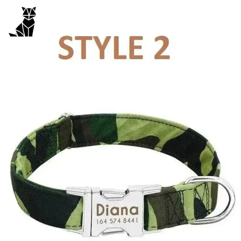 Obroża dla Psa z Imieniem Led i Regulacją Styl 2 / s (22-37 Cm) / Bez Smyczy Kamuflaż Zwierzak Kołnierz