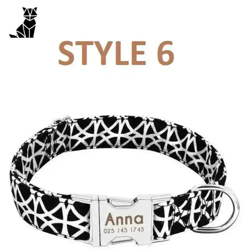 Obroża dla Psa z Imieniem Led i Regulacją Styl 6 / s (22-37 Cm) / Bez Smyczy Czarny Biały Wzorzysty
