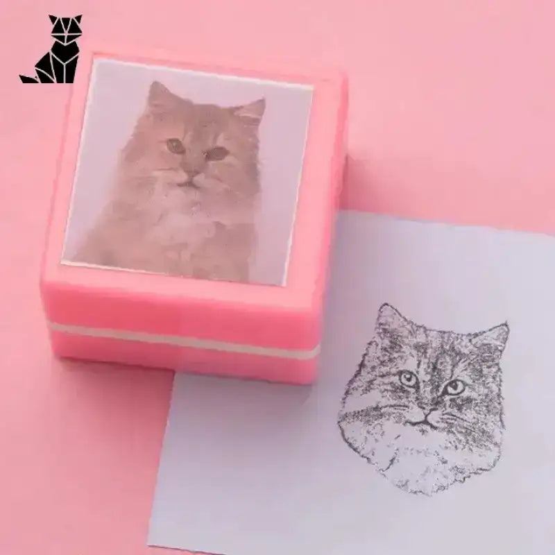 Stempel Art z Twojego Zdjęcia - Spersonalizuj Teraz! Różowy o Tematyce Kociej Guma