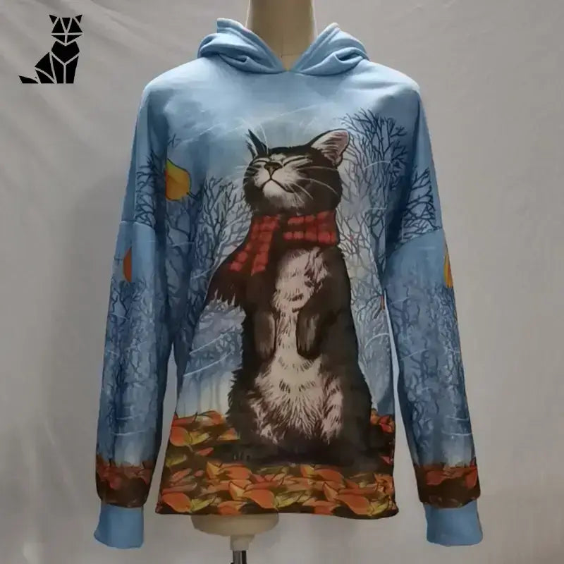 Stylowa Bluza z Kapturem dla Kota światło Niebieski Bluza