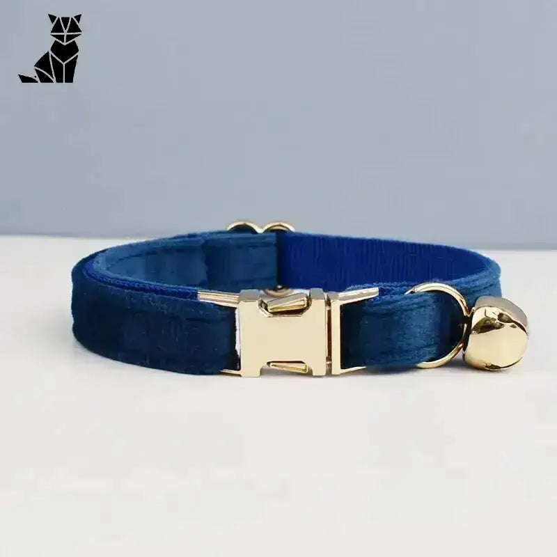 Stylowy Naszyjnik dla Kota z Aksamitu Ciemny Niebieski / S(16-26cm)