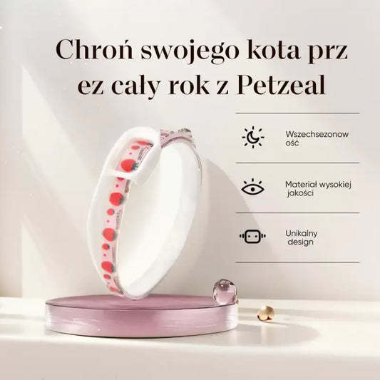 Bezpieczna Obroża dla Kota na Kleszcze Biały Różowy Kot