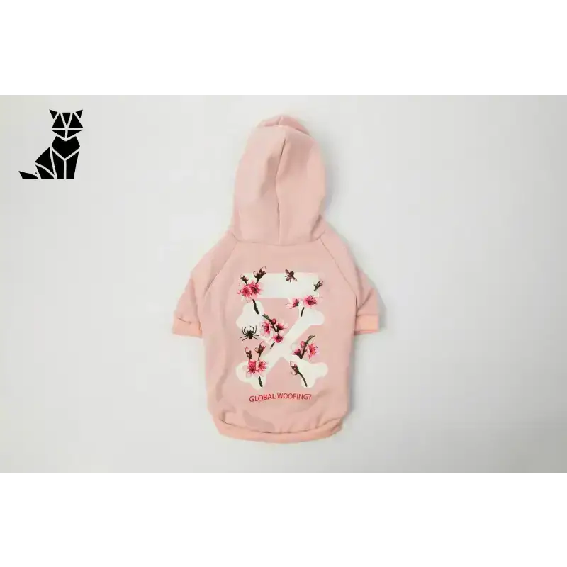 Bluza dla Psa Ocieplana Wygodna na co Dzień Róża - Kwiat Wiśni / m Różowy z Kapturem Zwierzak