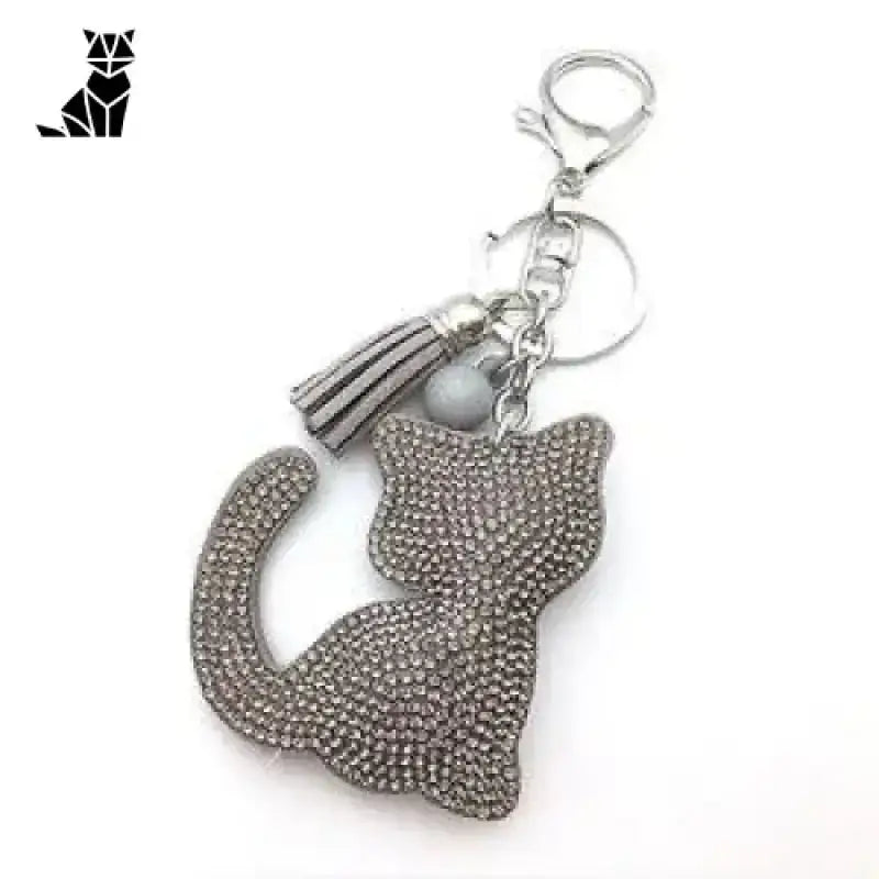 Breloczek z Kotkiem jako Stylowy Dodatek Szary w Kształcie Kota Brelok Frędzel
