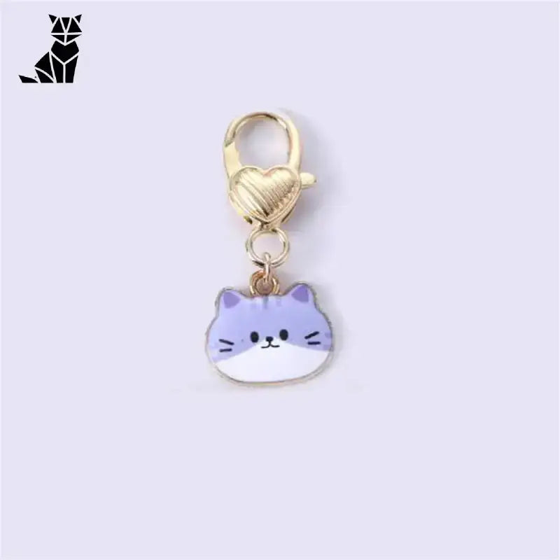 Brelok z Kotem do Kluczy: Styl i Urok na co Dzień Czat c Fioletowy Biały Kocia Twarz