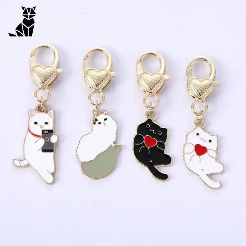 Brelok z Kotem do Kluczy: Styl i Urok na co Dzień Cztery o Tematyce Kociej Emalia