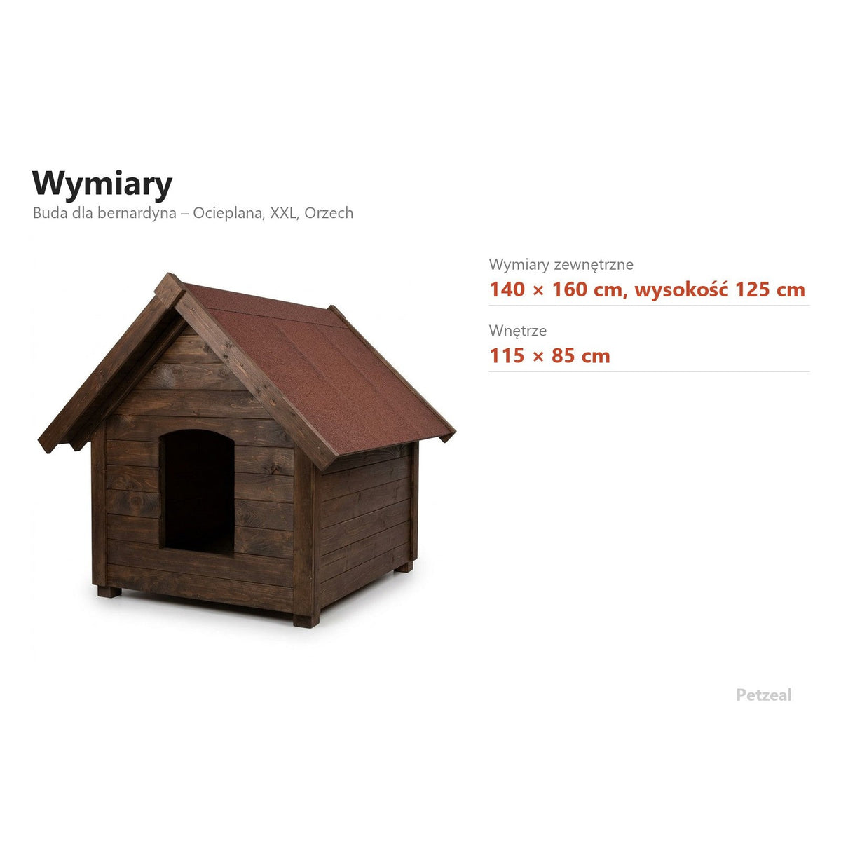 Buda dla bernardyna – Ocieplana, XXL, Orzech – wymiary