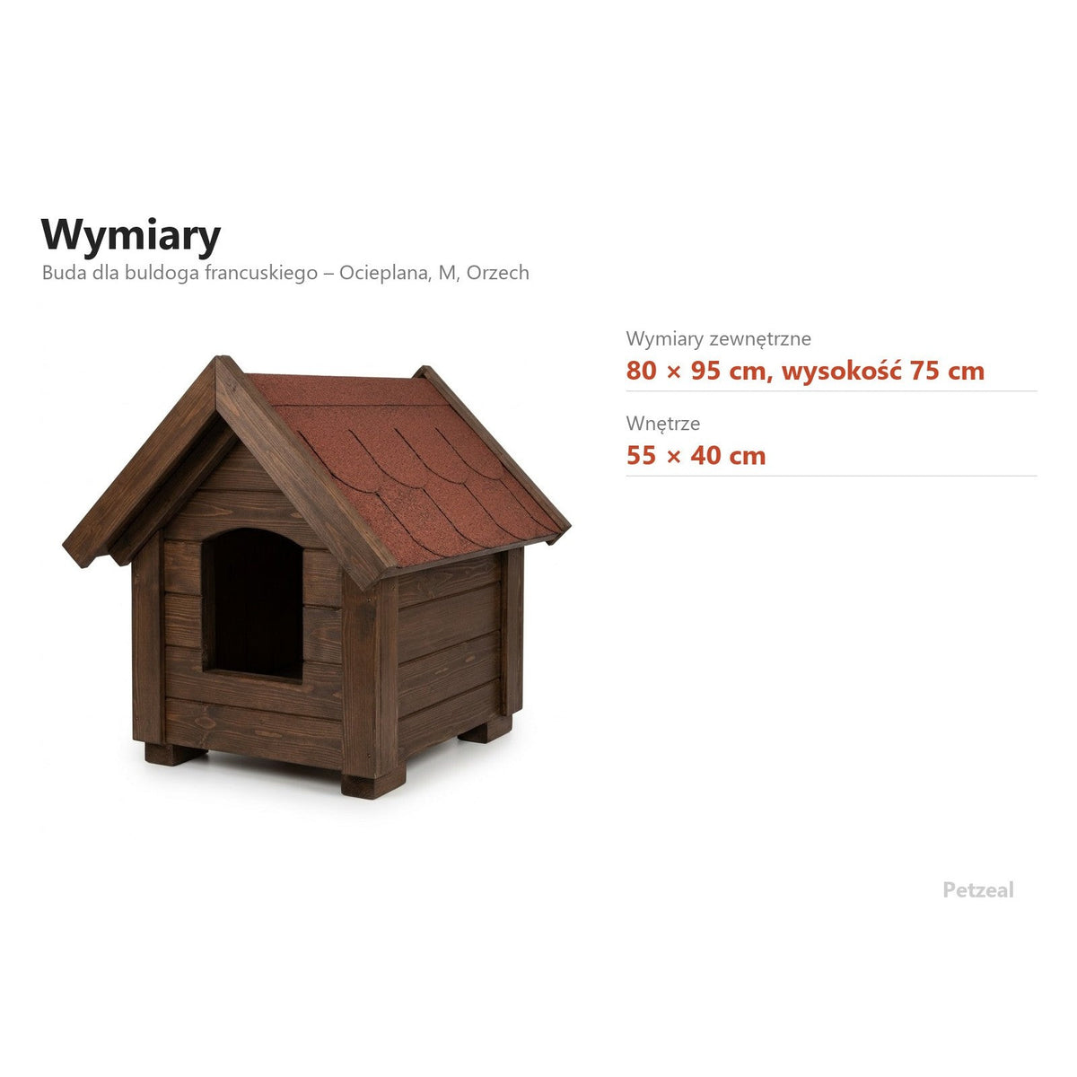 Buda dla buldoga francuskiego – Ocieplana, M, Orzech – wymiary