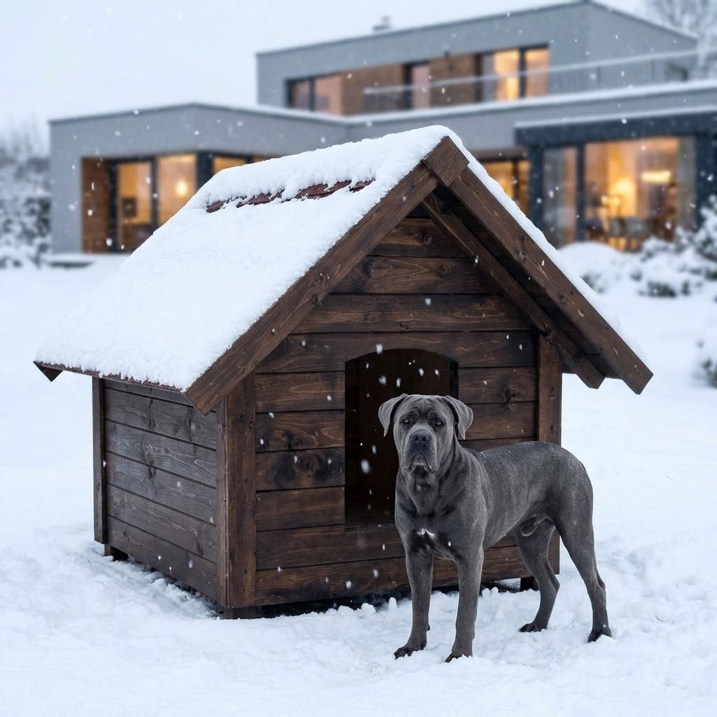 Buda dla cane corso – Ocieplana, XL, Orzech