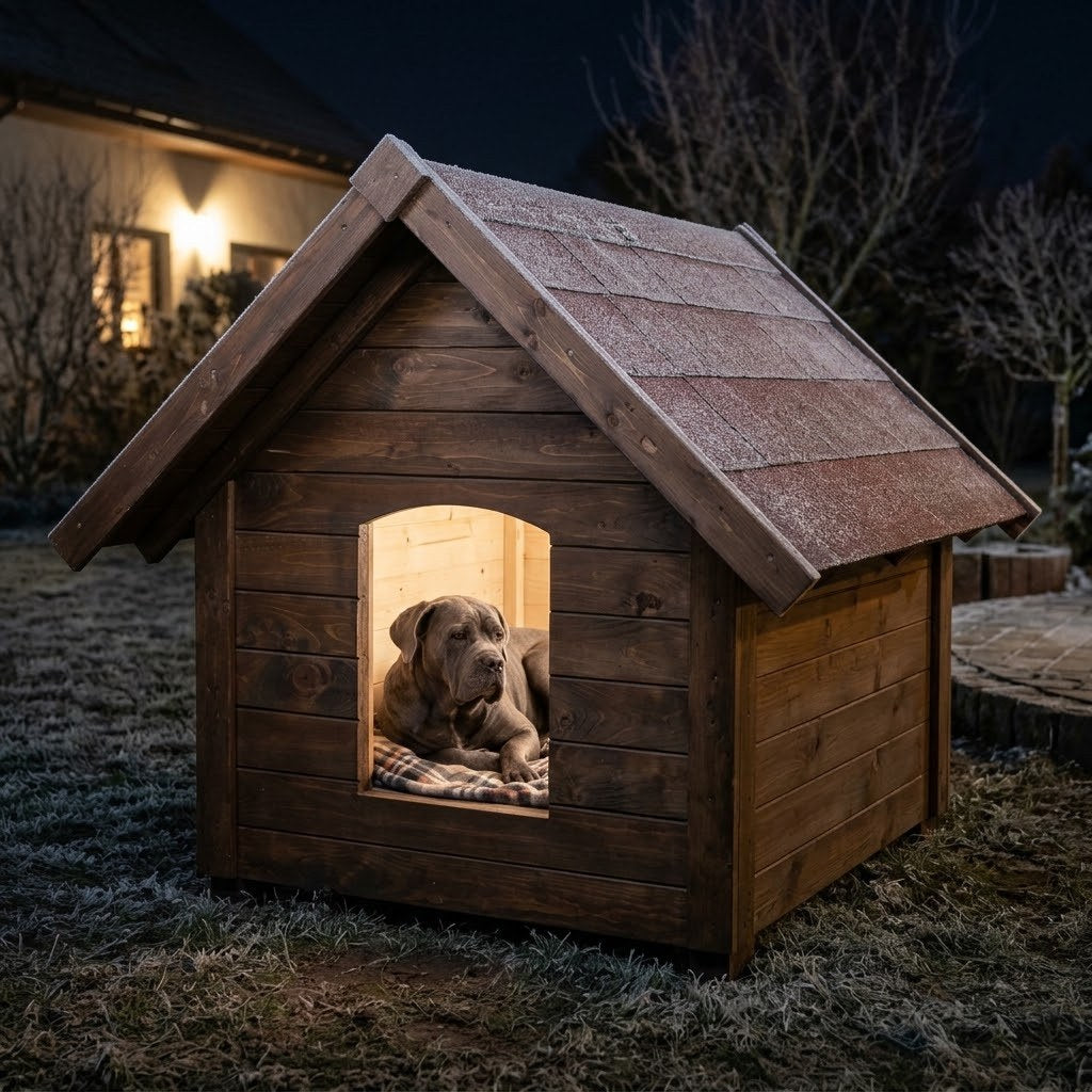 Buda dla cane corso – Ocieplana, XL, Orzech – Ciepło dla krótkiej sierści