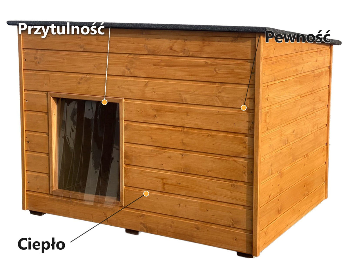 Buda dla dużego psa – Ocieplana Drewniana, Teak, 3XL – widok 2