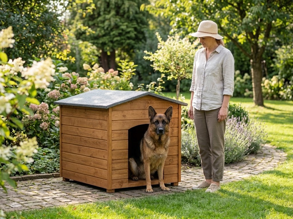Buda dla średniego psa – Ocieplana, Drewniana, Teak, 2XL