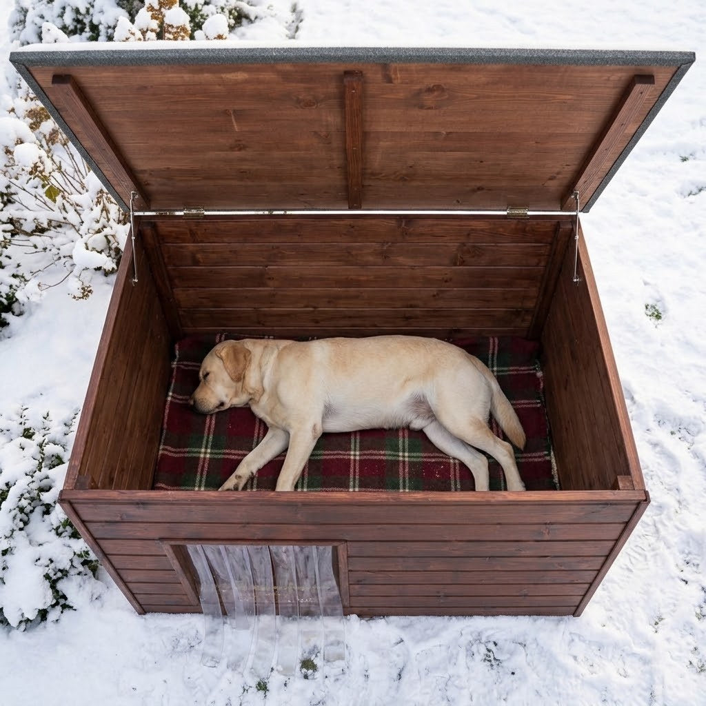 Buda dla beagla – Ocieplana, Drewniana, Palisander, 2XL