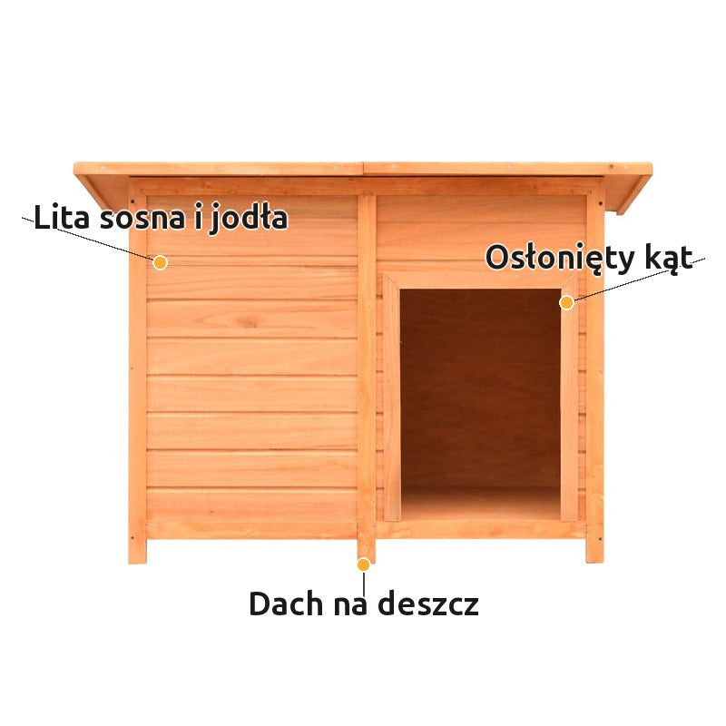 Buda dla Psa Drewniana z Płaskim Dachem 120x77x86 cm Sosna i Jodła – korzyści