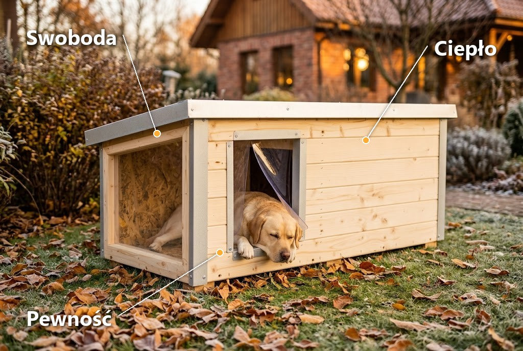Buda dla psa ocieplana z przedsionkiem – 2w1 z Oknem z Pleksi, XL – widok 2