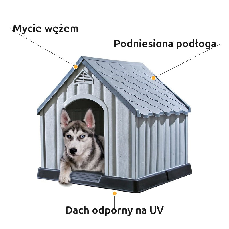 Buda dla Psa Plastikowa 92x87x91 cm z Podniesioną Podłogą Szara – zalety