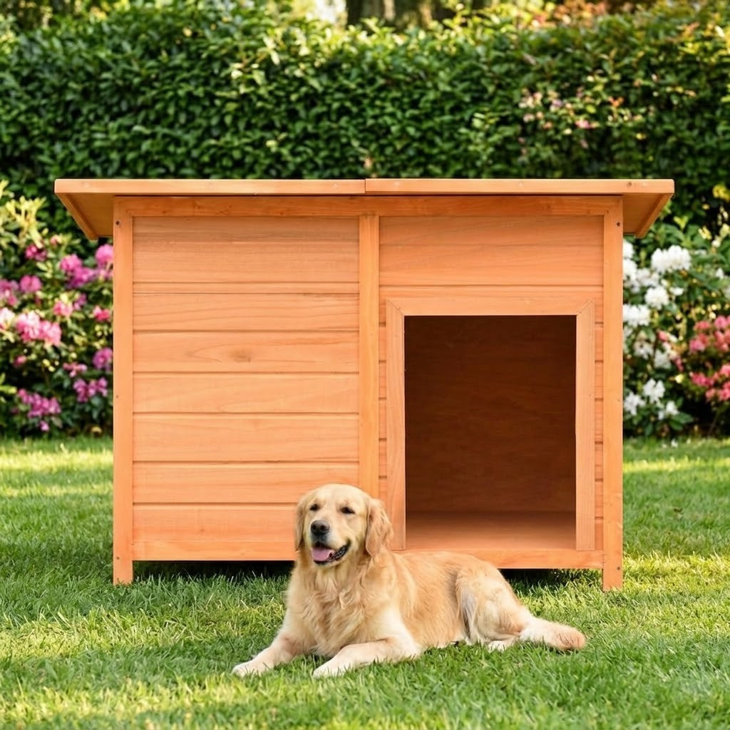 Buda dla Psa Drewniana z Płaskim Dachem 120x77x86 cm Sosna i Jodła