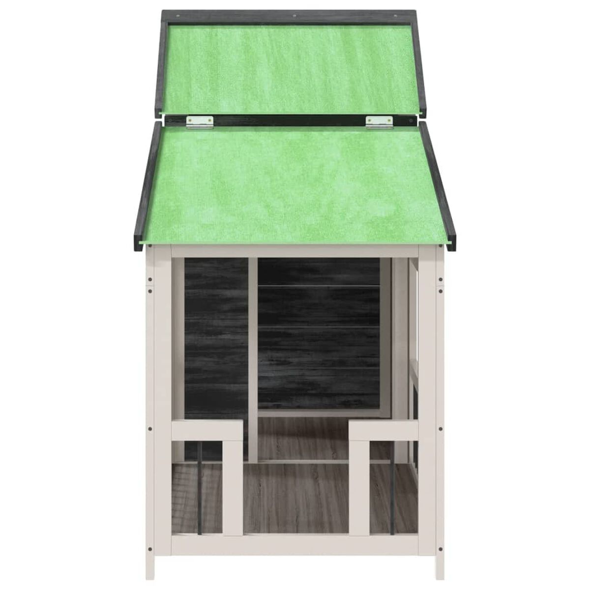 Buda dla Psa z Werandą 143x60,5x109 cm Drewno Sosnowe Szara – widok 4