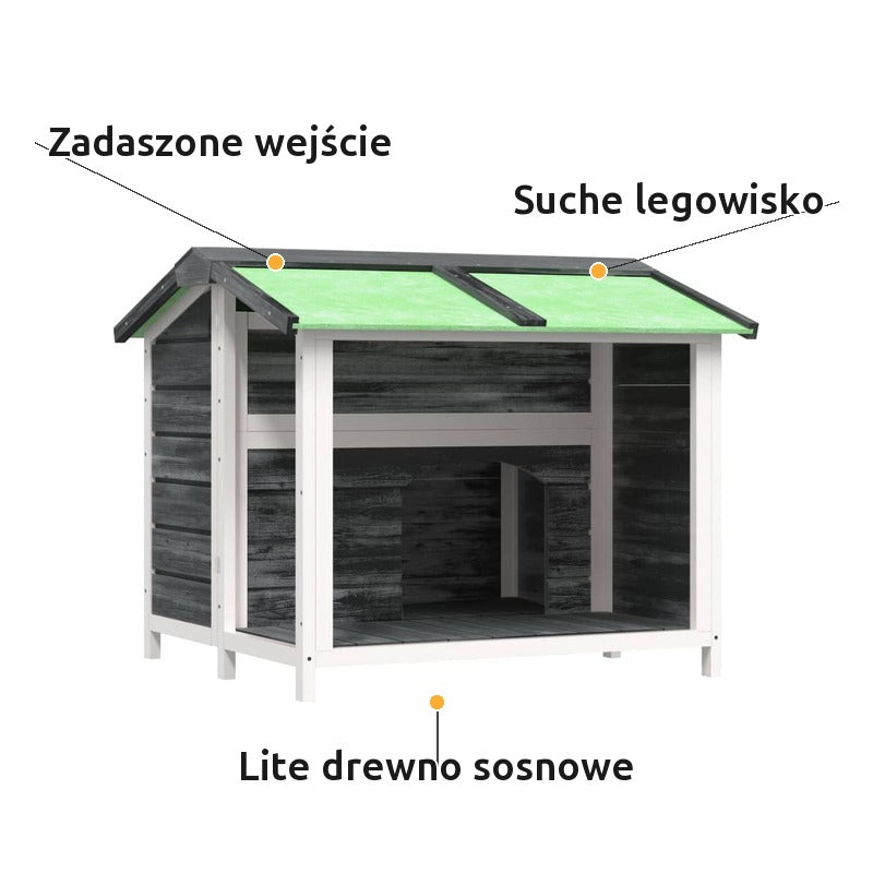 Buda dla Psa z Zadaszeniem 96x87x80,5 cm Drewno Sosnowe Szara – zalety