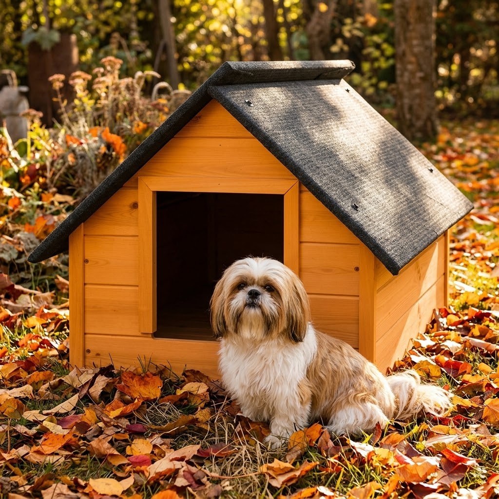 Buda dla shih tzu – Ocieplana, Drewniana, Teak, M