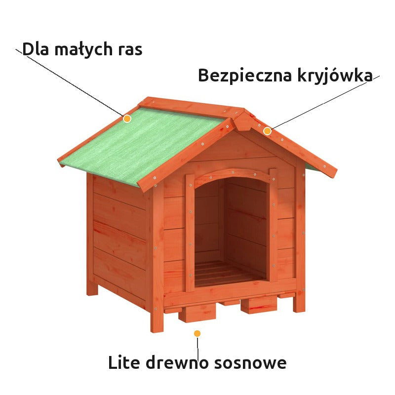 Buda dla Yorka i Małych Ras 65x65x61,5 cm Drewno Sosnowe Brązowa – zalety