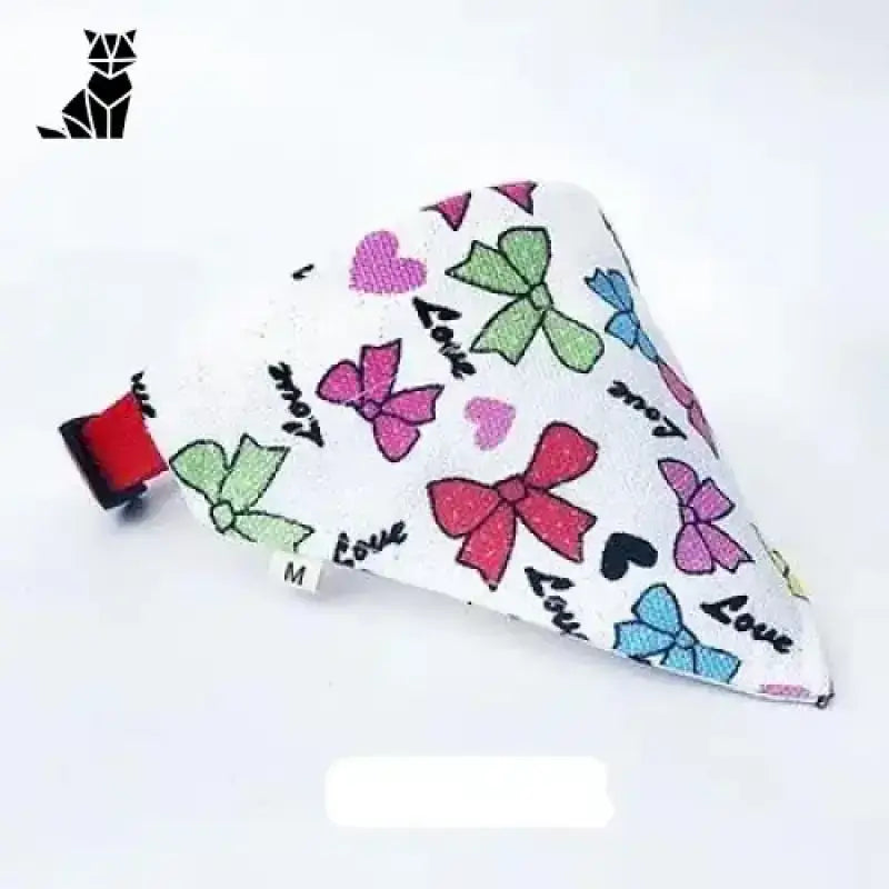 Chusta dla Kota Regulowana Bawełniana Stylowa Biały Zwierzak Bandana