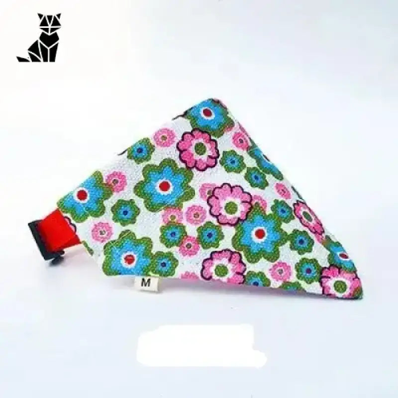 Chusta dla Kota Regulowana Bawełniana Stylowa Fleur / s Biały Zwierzak Bandana