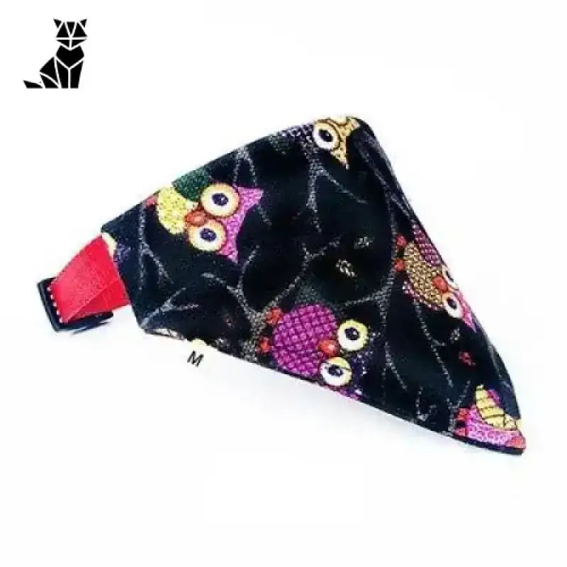 Chusta dla Kota Regulowana Bawełniana Stylowa Sowa / s Czarny Zwierzak Bandana