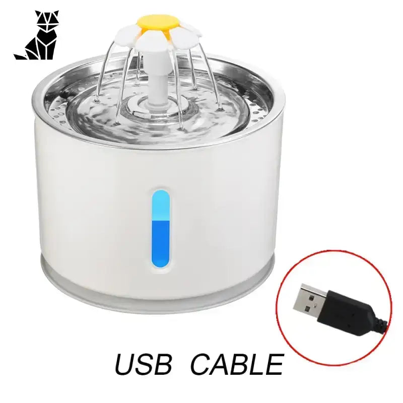 Cicha Fontanna dla Kota z Czystą Wodą Biały Zwierzak Woda