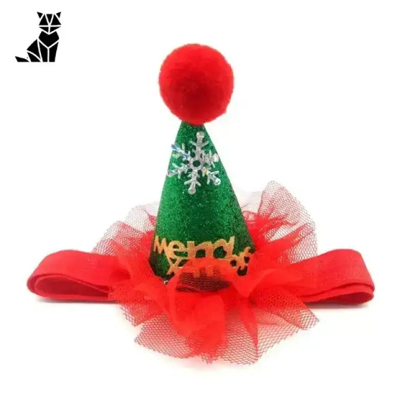 Czapka dla Psa z Pomponem na Zimę Czerwony Pompon Zielony Błyszczący Mini-impreza