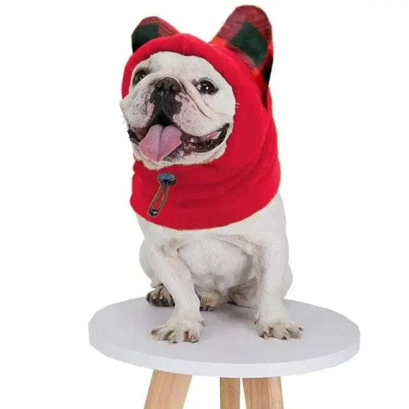 Czapka Przeciwhałasowa dla Psa na Całą Twarz Różowy / s (30cm - Mały Pies) Francuski Buldog Czerwony