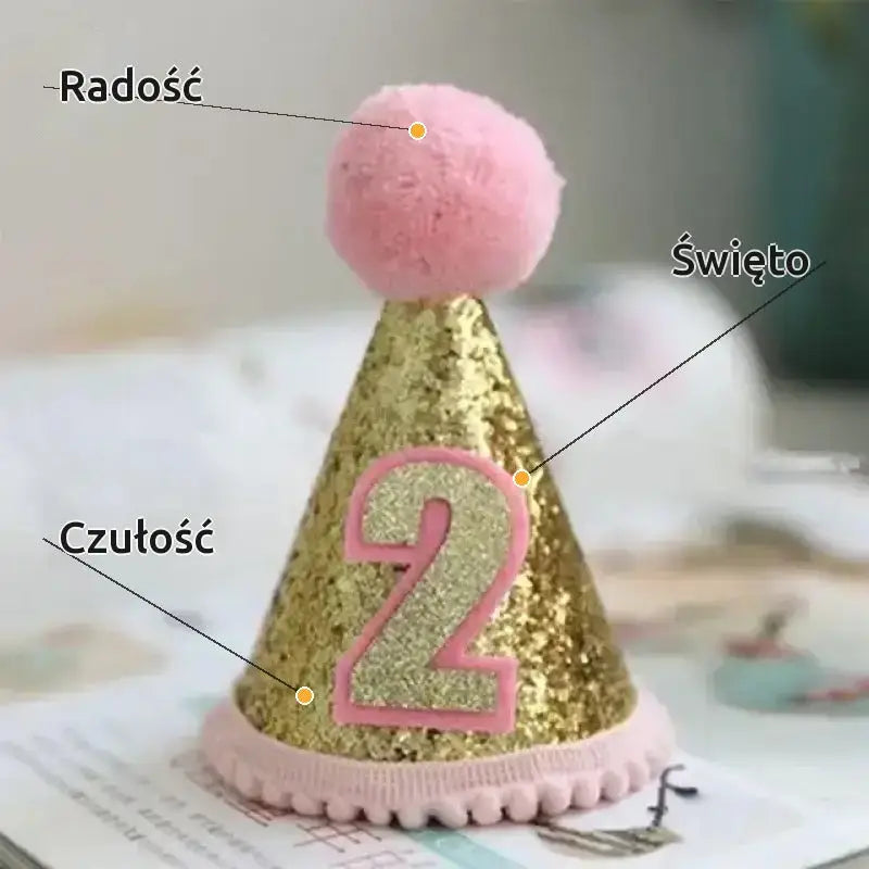 Czapka Urodzinowa dla Kota Lekka Wygodna Różowy / 2 Lata