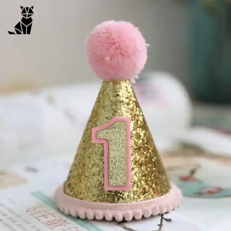 Czapka Urodzinowa dla Kota w Unikalnym Stylu Róża / 1 za Złoto Blask Impreza