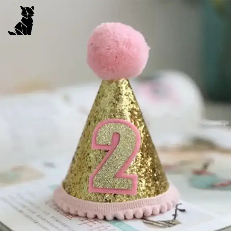 Czapka Urodzinowa dla Kota w Unikalnym Stylu Róża / 2 Lata