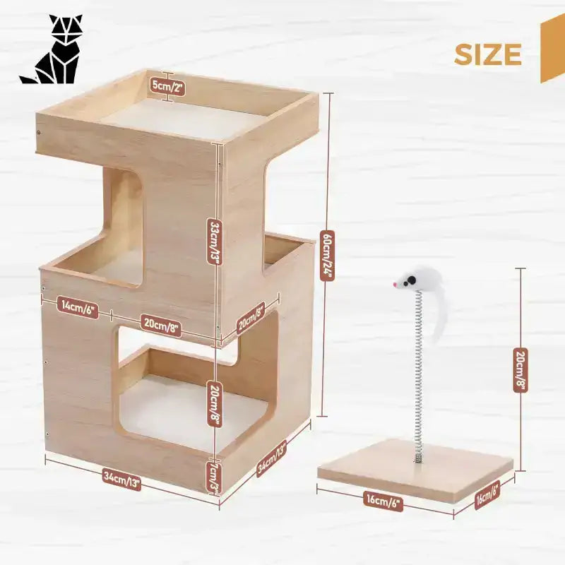 Designerski Drapak dla Kota Elegancki Stabilny Wielopoziomowy Drewniany Kot