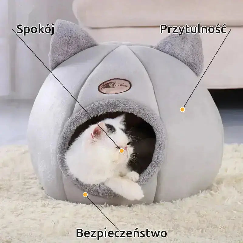 Dom Kota Zamknięty Przytulny dla Kota Szary / m