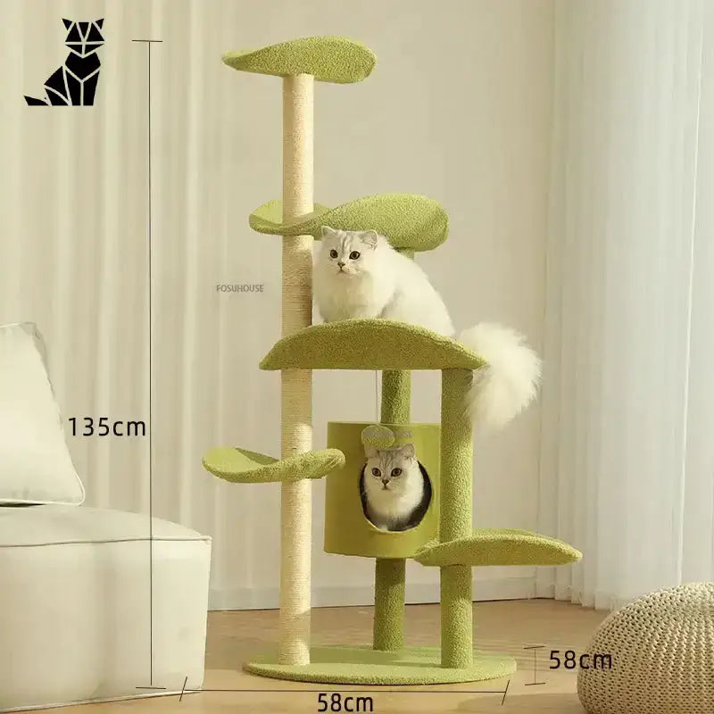 Domek dla Kota z Drapakiem Pełen Zabawy Wielopoziomowy Zielony Kot