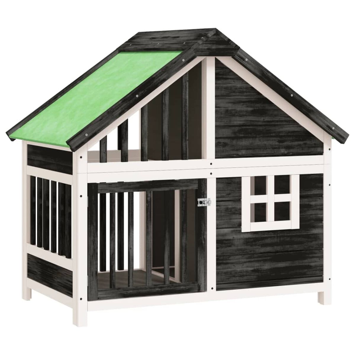 Domek dla Psa Drewniany z Okienkiem 96x60,5x87 cm Szary
