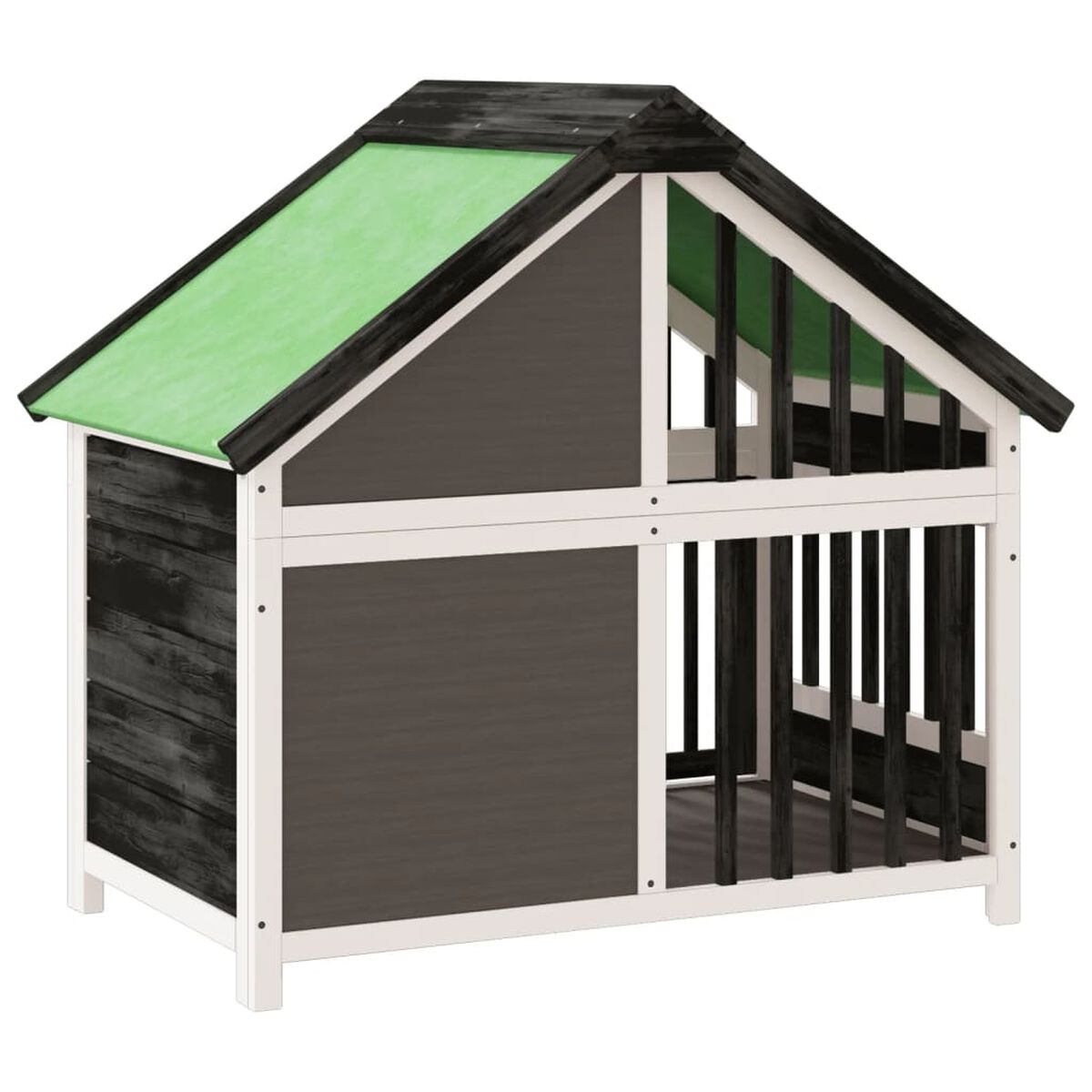 Domek dla Psa Drewniany z Okienkiem 96x60,5x87 cm Szary – widok 6