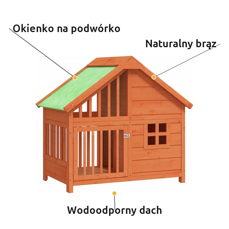 Domek dla Psa Drewniany z Okienkiem 96x60,5x87 cm Brązowy – zalety